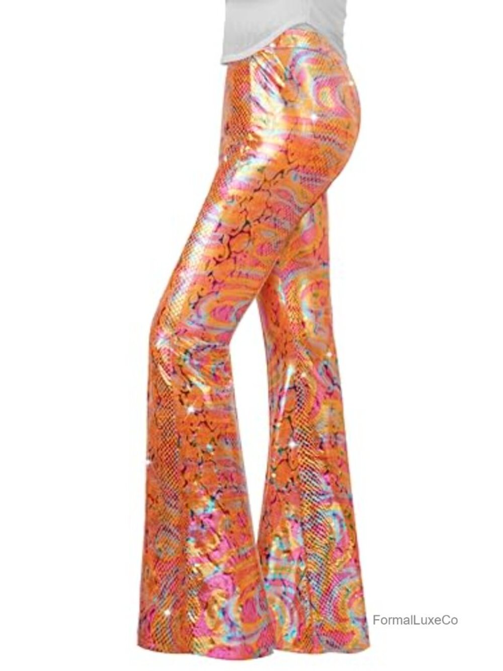 Sequin Flare Pants High Waisted Bell Bottoms Sparkly Glitter Leggings Party